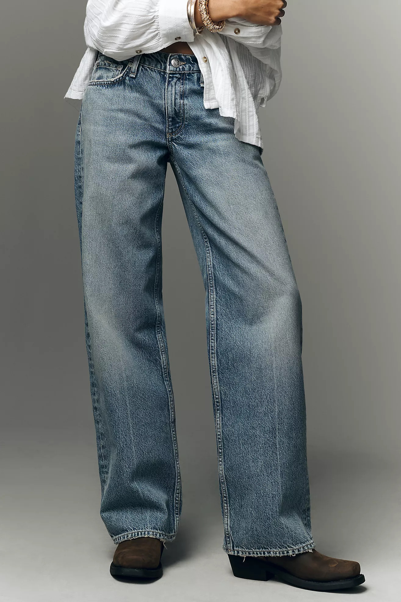 rag & bone Saige Low-Rise Straight Jeans | Anthropologie (US)