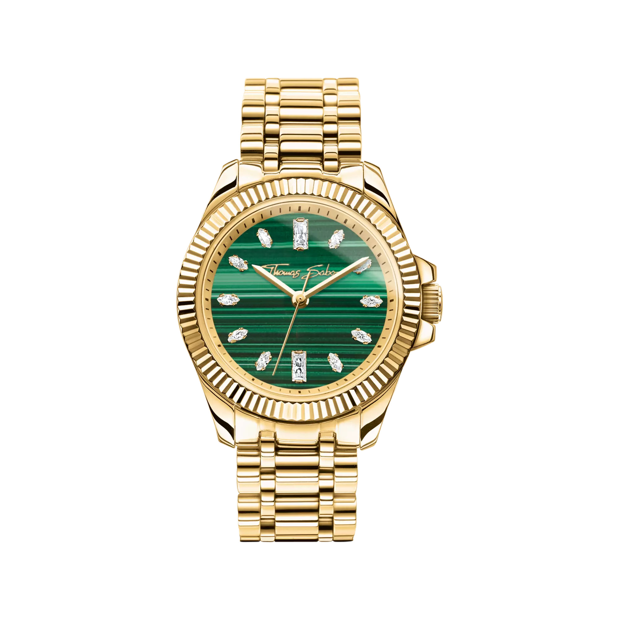 Damenuhr mit Malachit Divine Jewellery Stone goldfarben | THOMAS SABO (DE)