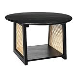 Creative Co-Op Mango Wood with Woven Cane Transitional Living Room Accent Black Finish Coffee Tab... | Amazon (US)