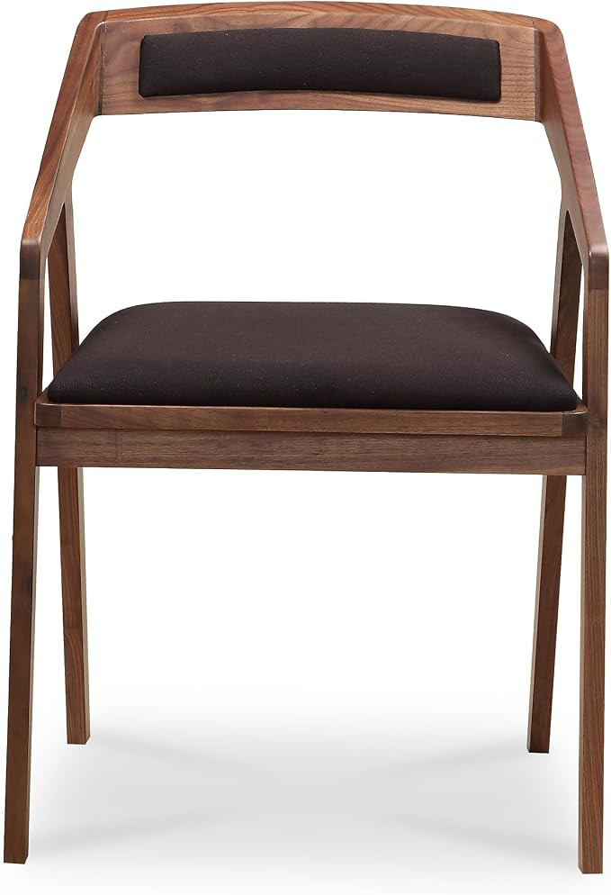 Nia Dining Chair, Viscose Linen Polyester Cotton Upholstery, Solid American Walnut Frame, Brown | Amazon (US)