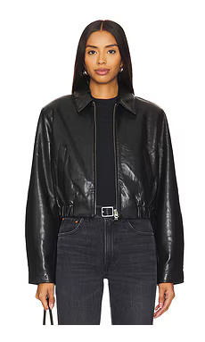 AGOLDE X Shoreditch Ski Club Essie Cropped Jacket in Black from Revolve.com | Revolve Clothing (Global)