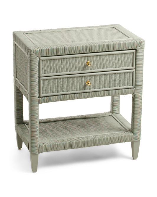 24in Woven Rattan 2 Drawer Accent Table | Marshalls