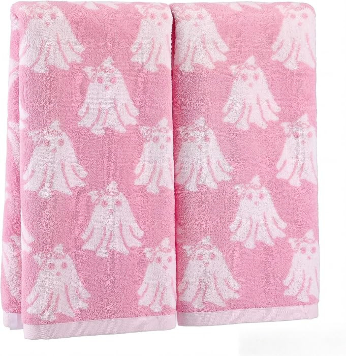 2 Pcs Halloween Bow Ghost Hand Towels Pink White Cute Bathroom Towels 100% Cotton Highly Absorben... | Amazon (US)