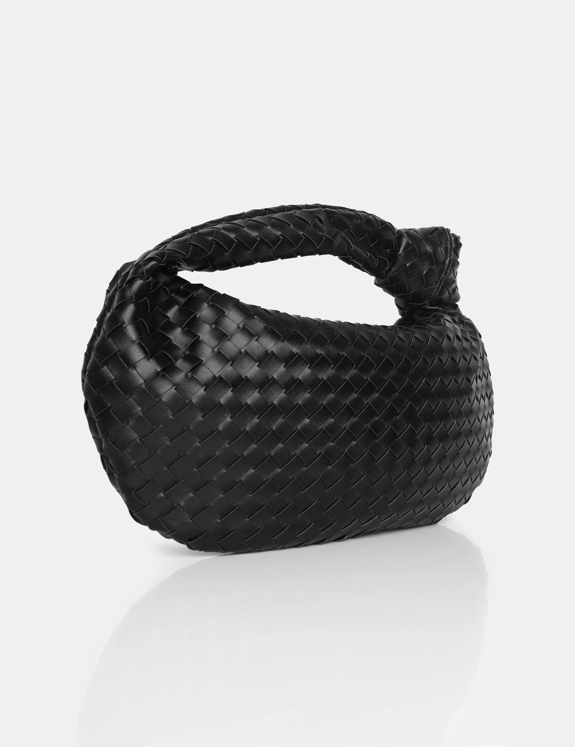 The Blame Black Woven PU Knot Detail Mini Grab Bag | Public Desire