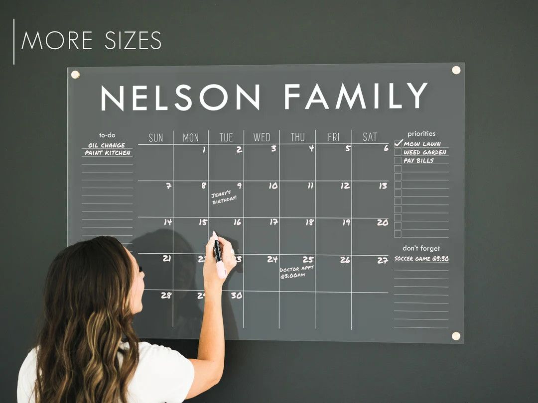 Customized Dry Erase Acrylic Calendar for Wall | Personalized Large Calendar for Wall in Home or ... | Etsy (US)