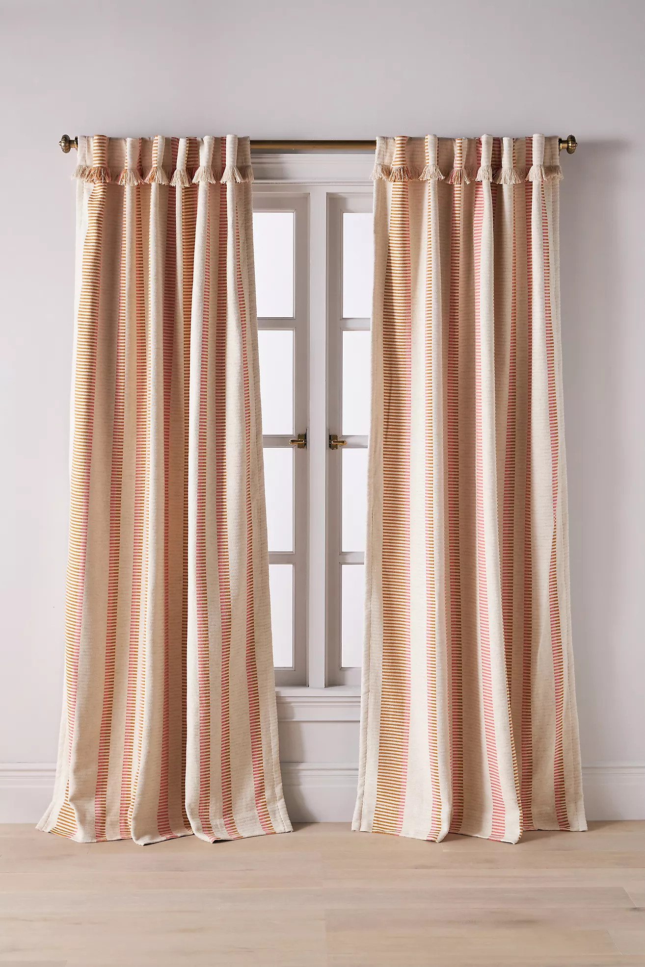 Pieced Stripe Cotton Blend Woven Blackout Curtain | Anthropologie (US)