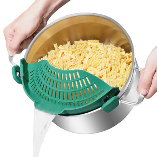 AUOON Oversized Pot Strainer Clip on Silicone - Family-Style Design Pasta Strainer Heat Resistant Kitchen Colander for Spaghetti and Noodles | Dishwasher Safe | Amazon (US)