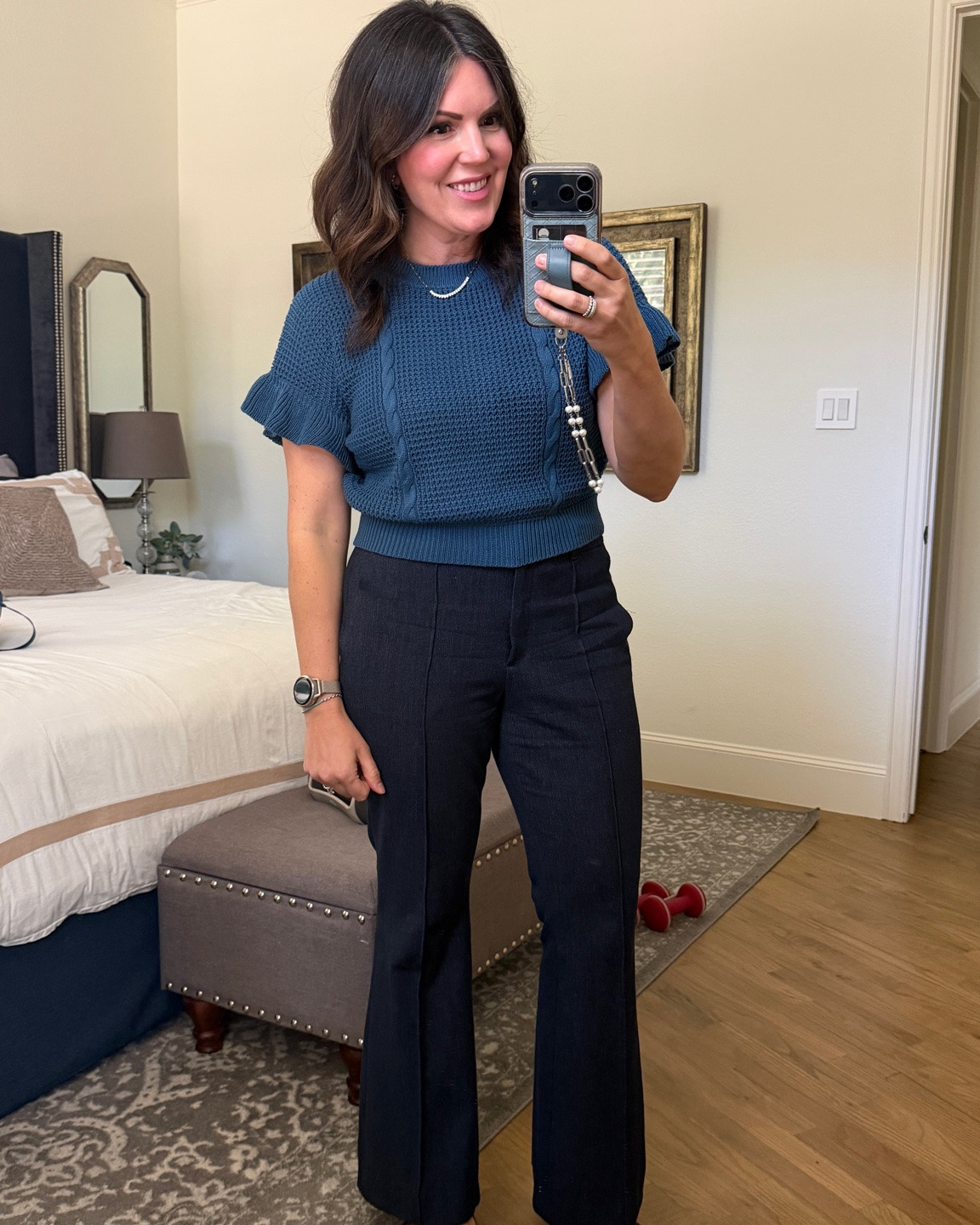 Work meeting flare denim slacks worth the extra money with Amazon sweater and shoes!

#LTKOver40 #LTKdayinmylife