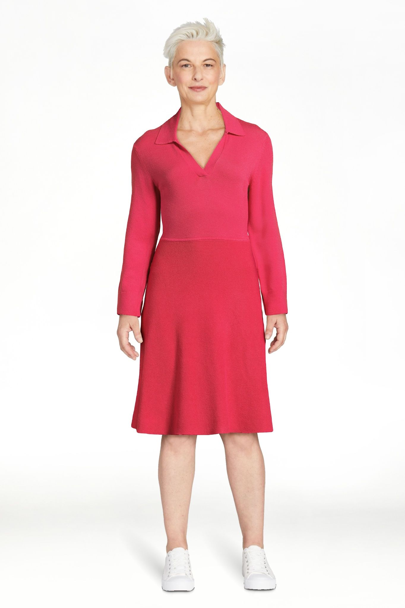 Free Assembly Women’s Fit & Flare Mini Polo Sweater Dress with Long Sleeves, Sizes XS-XXXL - Wa... | Walmart (US)