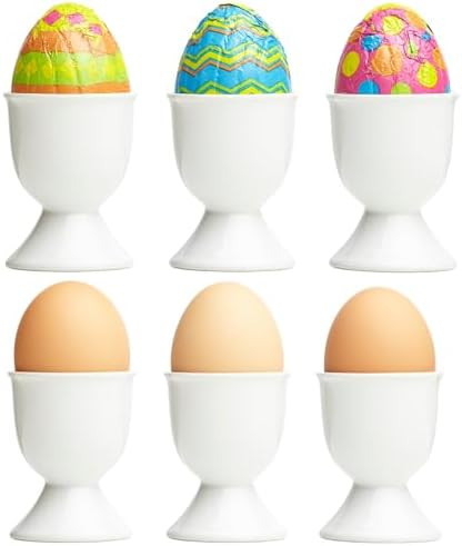Ceramic Egg Cups Set of 6 Egg Stand Holders for Soft Hard Boiled Eggs, Easy to Clean Porcelain Ho... | Amazon (CA)