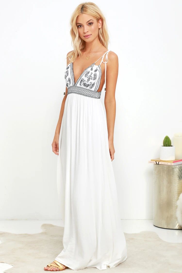 Days of Sunlight Ivory Embroidered Maxi Dress | Lulus (US)