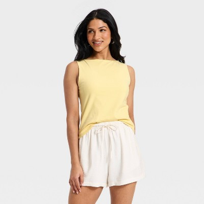 Women's Sculpt Boat Neck Tank Top - A New Day™ Yellow M | Target