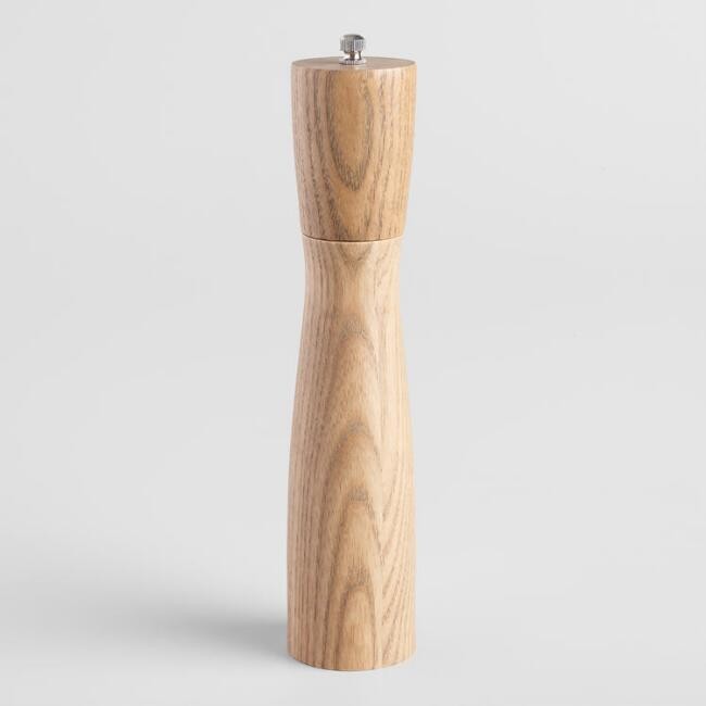 Gray Ash Wood Ceramic Salt or Pepper Grinder | World Market