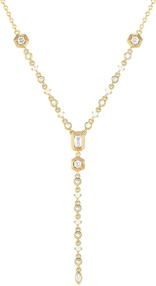925 Sterling Silver Lariet Necklace, 14K Yellow Gold Long Y Necklace with Zircon Geometric Long P... | Amazon (US)