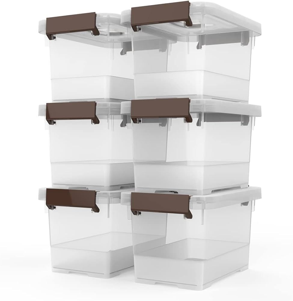 WYT Clear Storage Latch Box, 6 Pack Storage Organizer Bins with Latching Handle and Lids, 3.5 Qua... | Amazon (US)