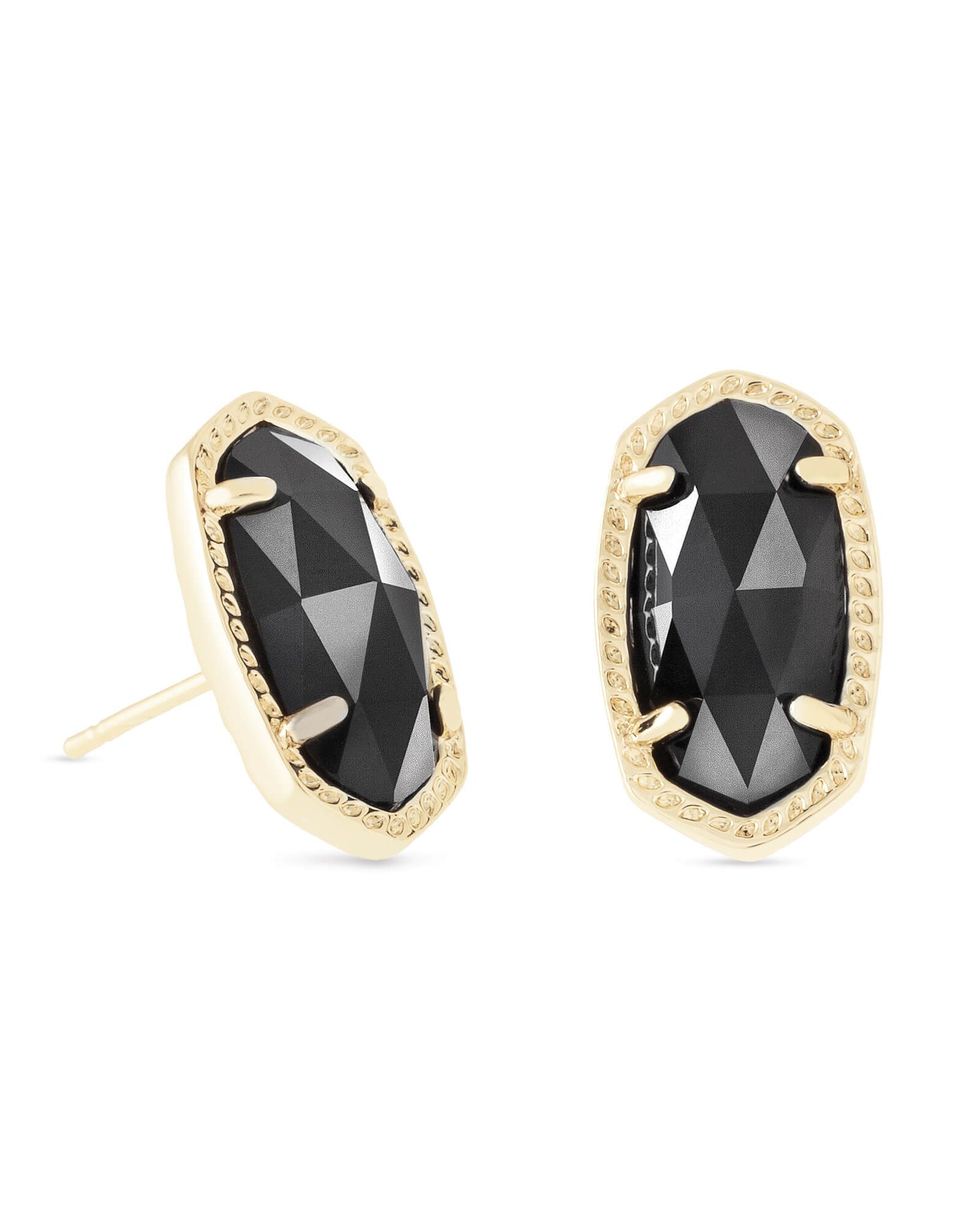 Ellie Gold Stud Earrings in Black | Kendra Scott