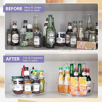 4 Pack Lazy Susan Organizer for Cabinet, Upgraded 11.5" Clear Lazy Susan Turntable with Handles a... | Amazon (US)