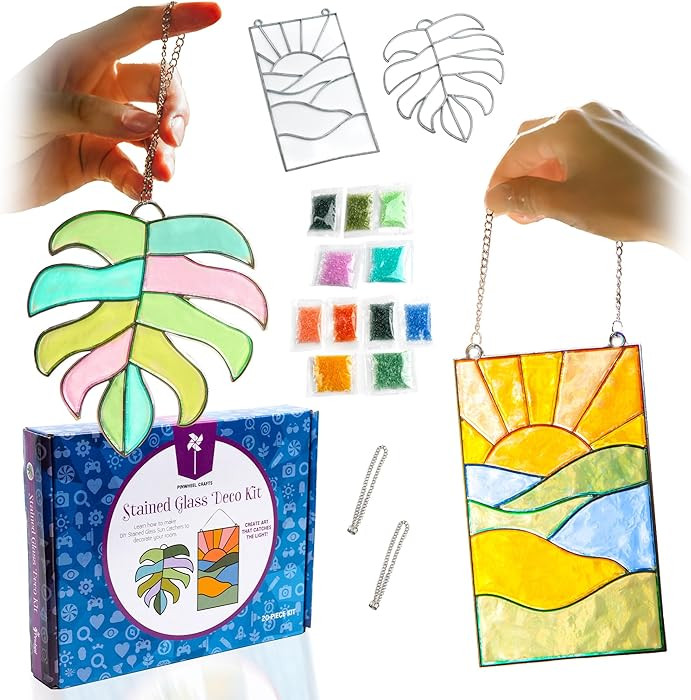 Pinwheel Crafts DIY Stained Glass Art Kit with 2 Decorative Frames, Stained Glass | Amazon (US)