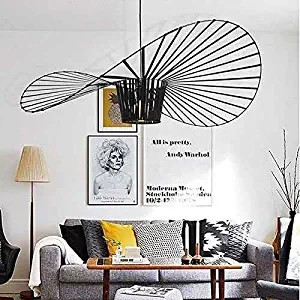 HWANLNRT Creative Retro Pendant Light Chandelier, Glass Fiber + Fiber Cloth Hat Design Modern Liv... | Amazon (US)