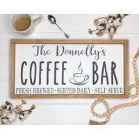 Coffee Bar Sign | Decor Kitchen Wood Christmas Gift For Her Custom Personalized Gift For Mom | Etsy (US)