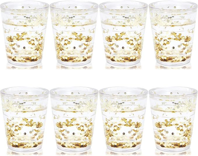 Juvale Party Shot Glasses with Gold Confetti (8 Pack) | Amazon (US)