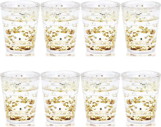 Juvale Party Shot Glasses with Gold Confetti (8 Pack) | Amazon (US)