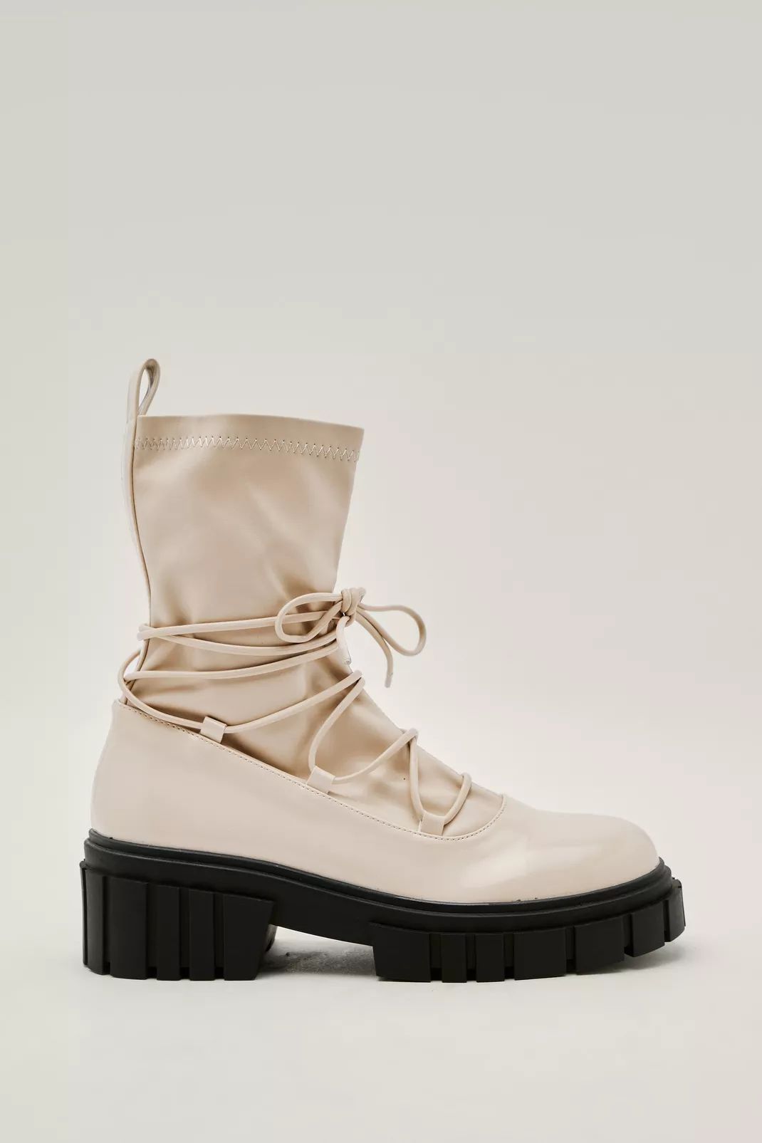 Chunky Faux Leather Ankle Tie Hiker Boots | NastyGal (UK, IE)