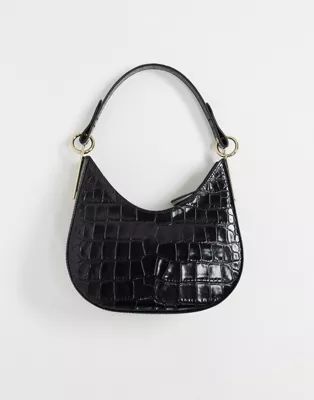 & Other Stories small baguette bag in black embossed croc leather | ASOS (Global)