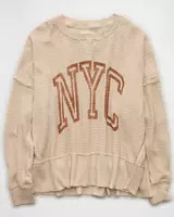 AE Big Hug Crew Neck Waffle Sweatshirt | American Eagle Outfitters (US & CA)