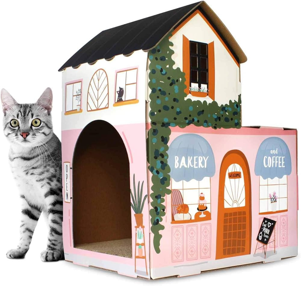 American Cat Club Cat House & Cat Scratcher w/Bonus Catnip Included (ACC2036) | Amazon (US)