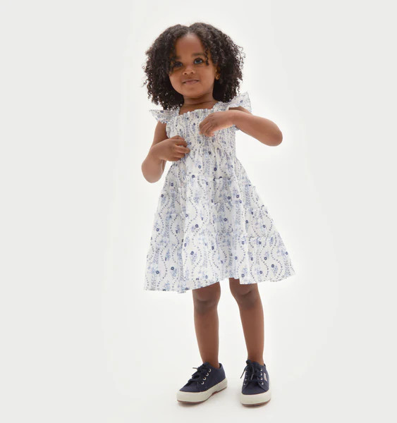 The Tiny Ellie Nap Dress - Blue Vine Stripe | Hill House Home US