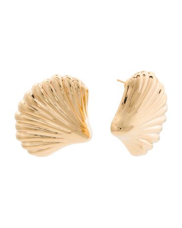 Made In Italy 14k Gold Bold Shells Stud Earrings | TJ Maxx
