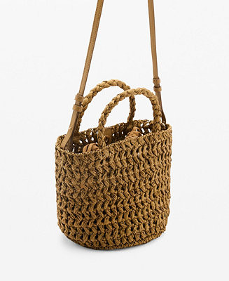 Mango Women's Natural-Fiber Double-Handle Bucket Bag - Macy's | Macy's