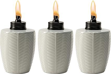 TIKI Brand Herringbone White Glass Tabletop Torch (Set of 3) | Amazon (US)