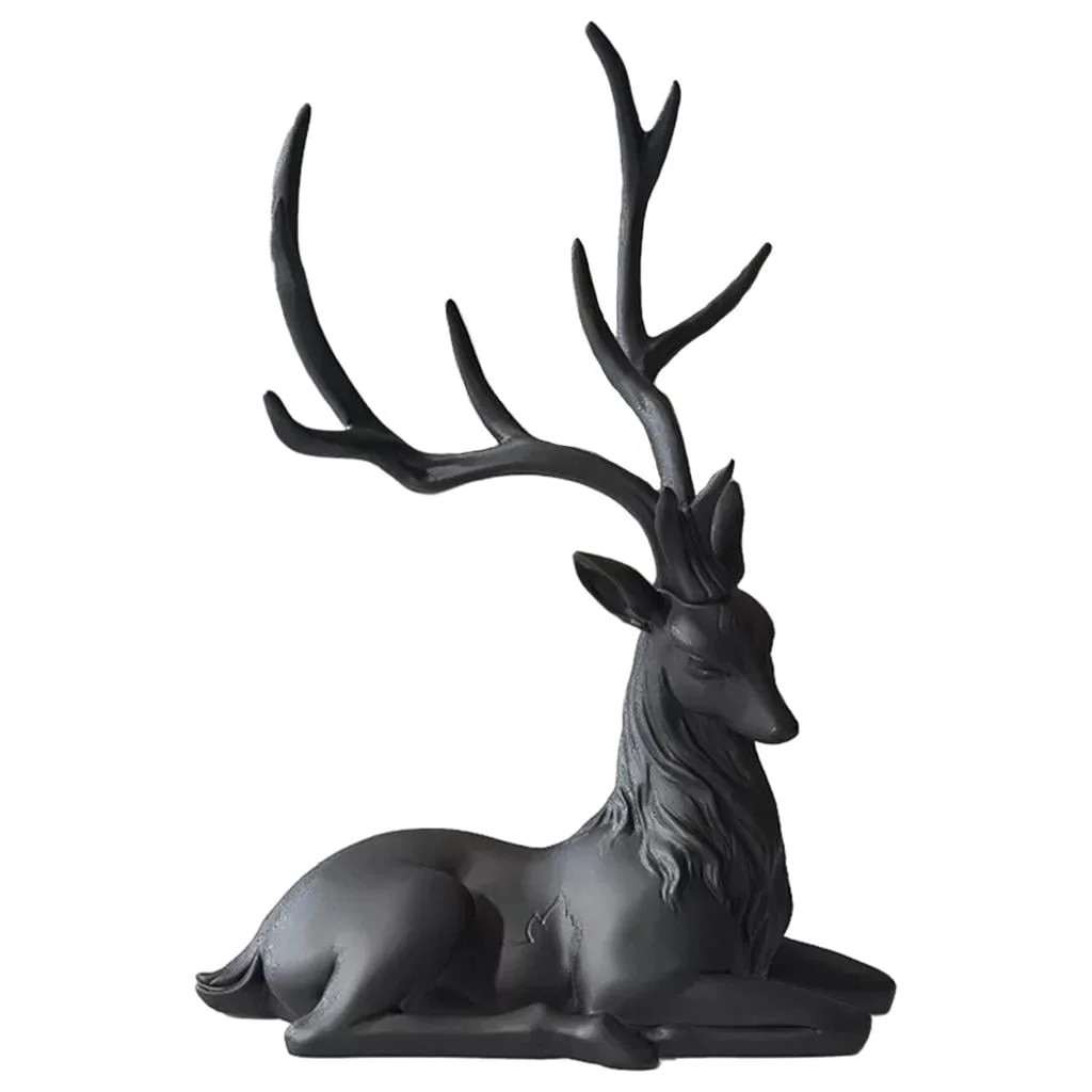 Black Reindeer Ornaments Holiday Deer Decoration Statue Sculpture Sitting | Walmart (US)