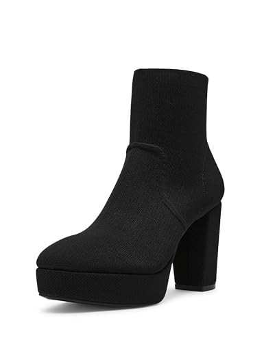 Anne Klein Women's Volt Ankle Boot, Black Knit, 7 | Amazon (US)