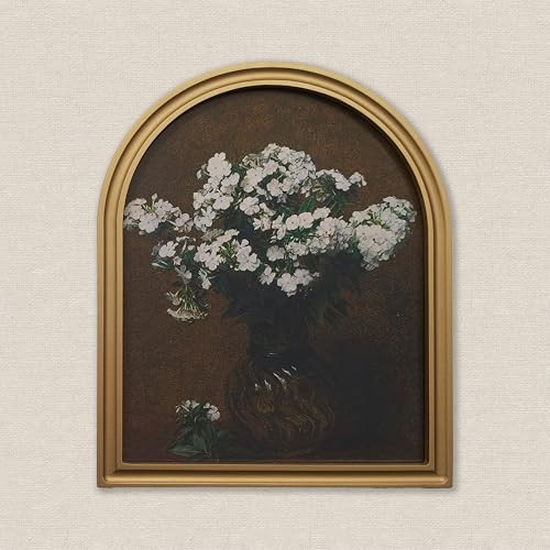 TwoDays Gold Vintage Flower Arched Wood Framed Wall Art – Moody Floral Canvas Picture for Home Aesthetic Wall Decor, Cottagecore Farmhouse Artwork Prints for Living Room, Bedroom (11" x 13.8") | Amazon (US)