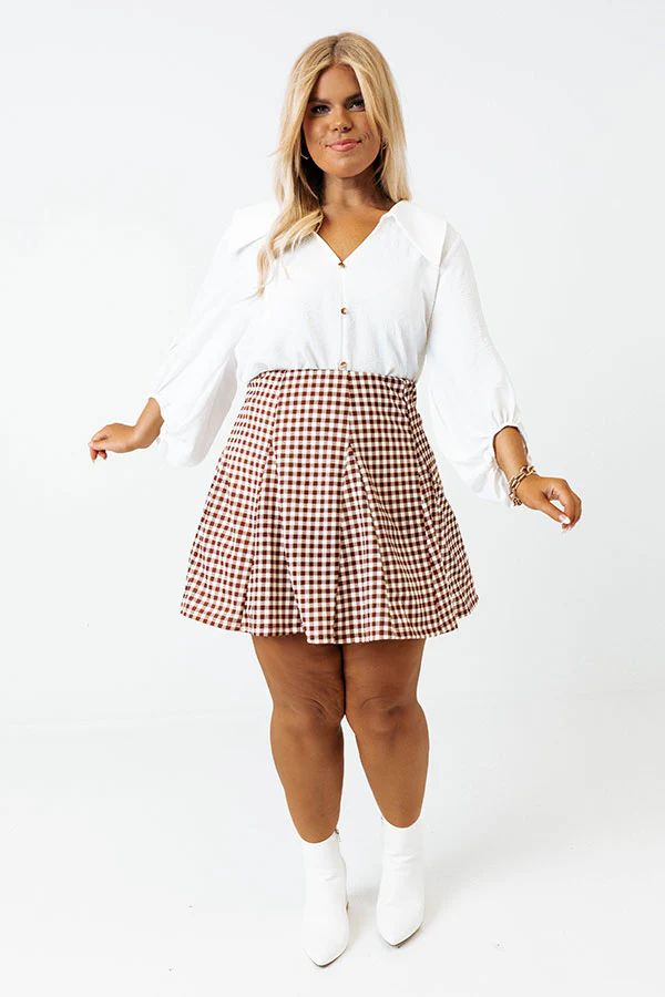 Name Of The Game Plaid Skirt In Chocolate Curves | Impressions Online Boutique