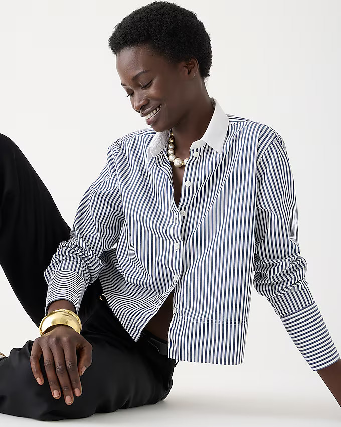 Cropped garçon shirt in striped print | J. Crew US