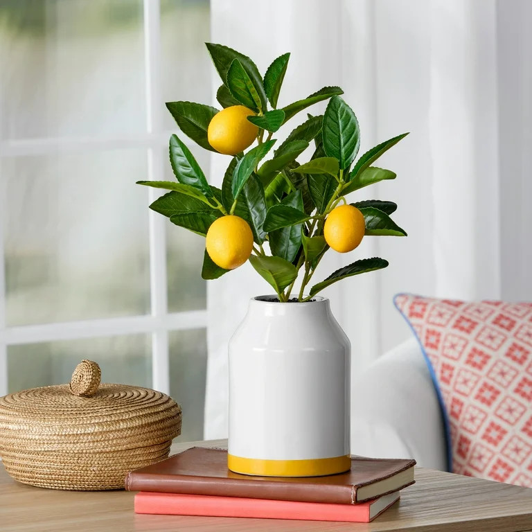 Mainstays by Becky G. & Alejandra 14.5" Artificial Lemon Tree in White Ceramic Vase | Walmart (US)