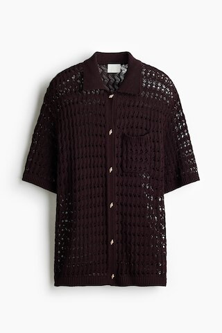 H & M - Crochet-look cotton cardigan - Dark Brown | H&M (UK, MY, IN, SG, PH, TW, HK)