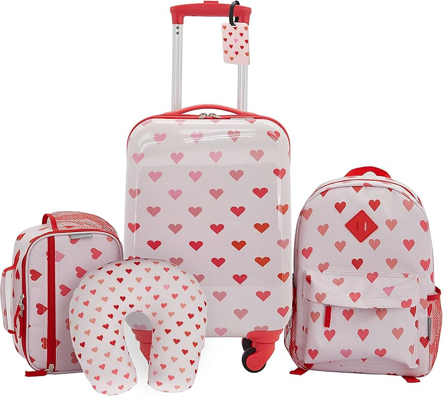 Travelers Club Kids' 5 Piece Luggage Travel Set, Hearts | Amazon (US)
