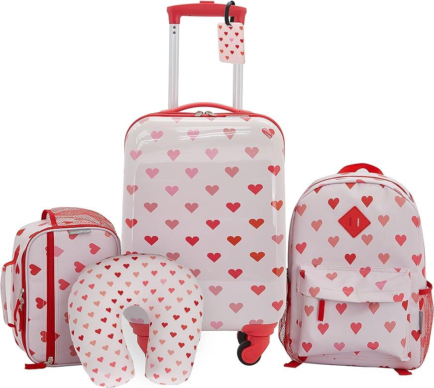 Travelers Club Kids' 5 Piece Luggage Travel Set, Hearts | Amazon (US)