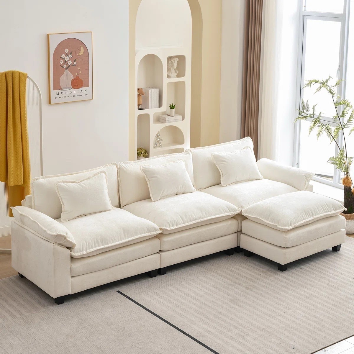 This sectional sleeper sofa with ottoman, featuring a pillow-top arm and back design, provides a cloud-like seating experience. Ideal for hosting overnight guests, it easily transforms into a comfortable bed. Enjoy the convenience of a multiple cushion seat and accent pillows for added comfort. ON SALE and under $850.

Keywords: Sleeper sofa, home refresh, couch, sofa set 

#LTKSaleAlert #LTKSeasonal #LTKHome