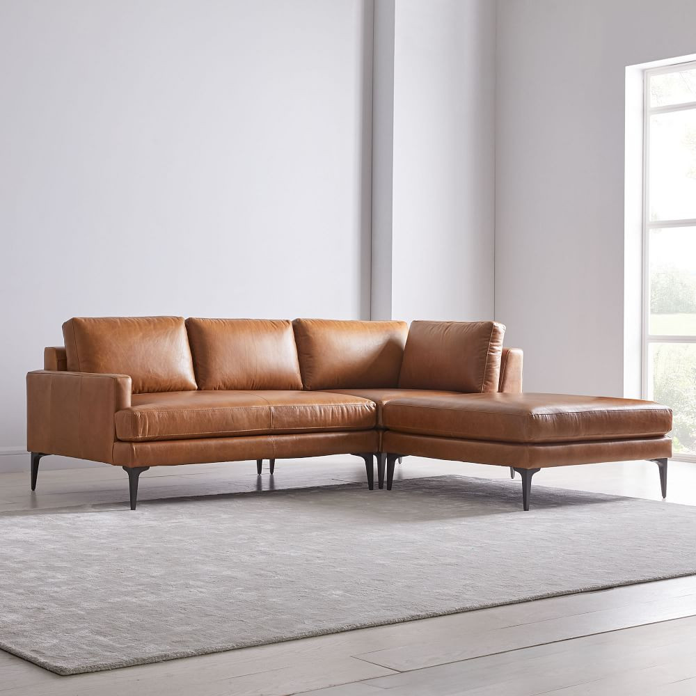Andes Leather 3-Piece Ottoman Sectional (94"–105") | West Elm (US)