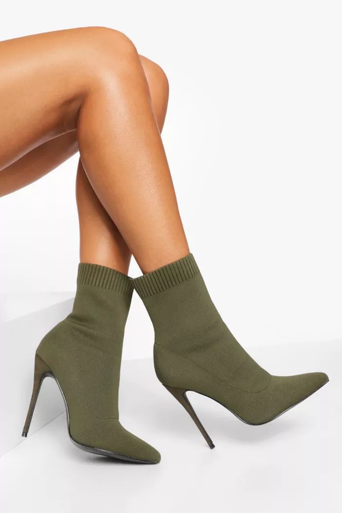 Knitted Stiletto Heel Sock Boots | boohoo (US & Canada)