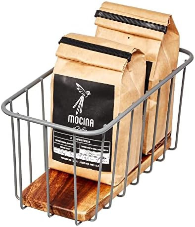 iDesign Ria Safford Collection Pantry Wire Basket with Acacia Wood, 10" x 5" x 5" | Amazon (US)