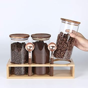 KKC Borosilicate Glass Canisters for Kitchen Counter,Glass Storage Jars with Spoons ,Airtight Counte | Amazon (US)