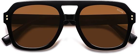 SOJOS Retro Thick Polarized Aviator Sunglasses for Women Men, Large Trendy Bold Square Pilot Shad... | Amazon (US)