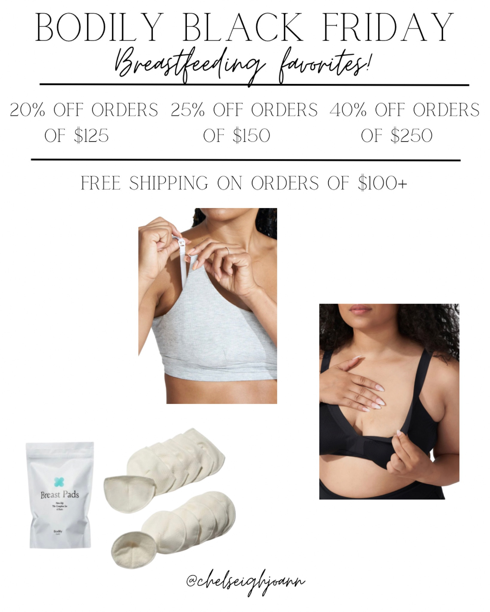 Black Friday deals on my breastfeeding must haves! I have lived in these bras for the last 6+ months since Nora was born. They are SO comfortable & easy to feed in. The breast pads are so nice & not even noticeable when wearing. I love to sleep in the effortless bra & wear the pads with it to prevent getting milk on my sheets! The perfect duo! 💗 

#LTKSaleAlert #LTKBaby #LTKHoliday